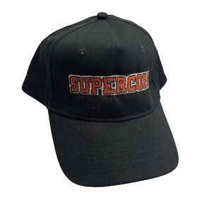 New Supernova Soccer Black Hat Strap Back Hook and Loop Adjustable